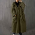 thumbnail image 1 of Black and Friday Clothing Sales Idoravan Trench Coats for Women Plus Size Women's Solid Color Lapel Pocket Oversize Long Jacket Cardigan Jacket Army Green, 1 of 9