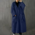 thumbnail image 1 of Black and Friday Clothing Sales Idoravan Trench Coats for Women Plus Size Women's Solid Color Lapel Pocket Oversize Long Jacket Cardigan Jacket Dark Blue, 1 of 9