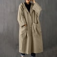 thumbnail image 1 of Black and Friday Clothing Sales Idoravan Trench Coats for Women Plus Size Women's Solid Color Lapel Pocket Oversize Long Jacket Cardigan Jacket Khaki, 1 of 9