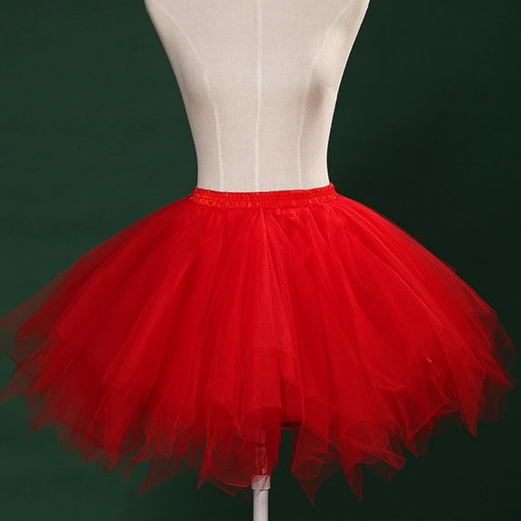 Black and Friday Clothing Sales Idoravan Tulle Tutu Skirts for Women Clearance Women Mesh Tulle Skirt Princess Elastic Skirt Adult Short Dancing Skirt Red