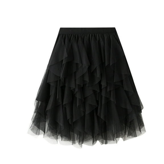 Black and Friday Clothing Sales Idoravan Tulle Tutu Skirts for Women Clearance Women Versatile Solid Color Short Skirt Mesh Skirt Multilayer Short Skirt Black