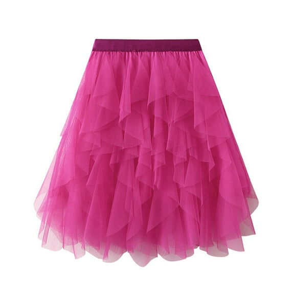 Black and Friday Clothing Sales Idoravan Tulle Tutu Skirts for Women Women Versatile Solid Color Short Skirt Mesh Skirt Multilayer Short Skirt Hot Pink