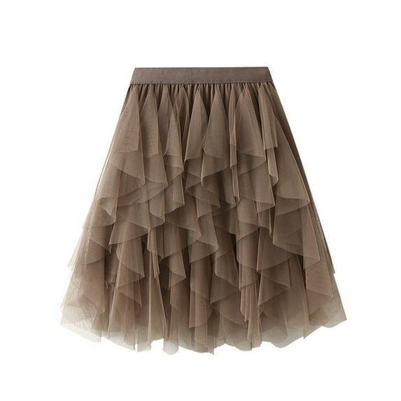 Black and Friday Clothing Sales Idoravan Tulle Tutu Skirts for Women Clearance Women Versatile Solid Color Short Skirt Mesh Skirt Multilayer Short Skirt Khaki