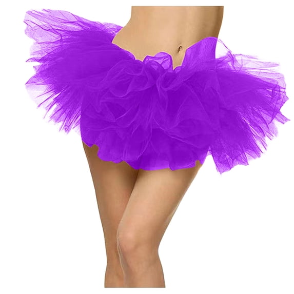 Black and Friday Clothing Sales Idoravan Tulle Tutu Skirts for Women Womens Fashion Pleated Gauze Short Skirt Adult Dancing Skirt Gauze Dress Purple