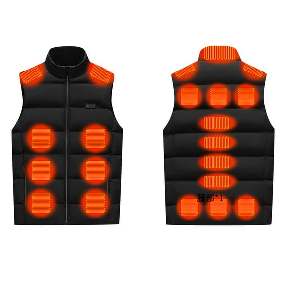 Black and Friday Clothing Sales Idoravan Women's and Men's Lightweight Heated Vest USB Rechargeable Fashion Women Sleeveless V-neck Casual Outwear Tops T-Shirt Button Coat Zipper Blouse Black L