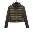 thumbnail image 1 of Black and Friday Clothing Sales Idoravan Women's Quilted Puffer Coat,Fashionable Solid Color Cotton Jacket Casual Shortpilot Jacket Cotton Jacket Female Coffee L, 1 of 3