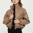 thumbnail image 1 of Black and Friday Clothing Sales Idoravan Women's Quilted Puffer Coat,Women's Fashionable and Winter Stand Collar Short Warm Bread Cotton Jacket Coffee L, 1 of 6