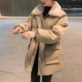 thumbnail image 1 of Black and Friday Clothing Sales Idoravan Women's Quilted Puffer Coat,Women's Loose Casual Thickened Warm Mid Length Cotton Jacket Long Sleeved Cotton Jacket Khaki XL, 1 of 7