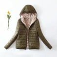 thumbnail image 1 of Black and Friday Clothing Sales Idoravan Women's Quilted Puffer Coat,Women's Plus Fleece Cotton Jacket Warm Lamb Fleece Top Coat Sweater Coat Army Green XL, 1 of 3