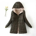 thumbnail image 1 of Black and Friday Clothing Sales Idoravan Women's Quilted Puffer Coat,Women's Plus Fleece Cotton Jacket Warm Lamb Fleece Top Coat Sweater Coat Army Green XL, 1 of 3