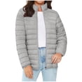 thumbnail image 1 of Black and Friday Clothing Sales Idoravan Women's Quilted Puffer Coat,Women's Puffer Jacket Stand Collar Zip Up Quilted Lightweight Down Coat Winter with Pockets Gray L, 1 of 5