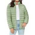 thumbnail image 1 of Black and Friday Clothing Sales Idoravan Women's Quilted Puffer Coat,Women's Puffer Jacket Stand Collar Zip Up Quilted Lightweight Down Coat Winter with Pockets Green L, 1 of 5