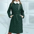 thumbnail image 1 of Black and Friday Clothing Sales Idoravan Women's Quilted Puffer Coat,Womens Winter Clothes Plus Size Warm Lapel Leather Cotton Coat Long Sleeve Jacket Army Green XXL, 1 of 6