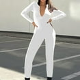 thumbnail image 1 of Black and Friday Clothing Sales Idoravan Women's Slimming Long Leg Bodysuit,Women's Summer Casual Sexy V-neck Jumpsuit Waistband Slimming Jumpsuit White XXL, 1 of 6