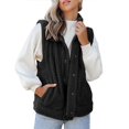 thumbnail image 1 of Black and Friday Clothing Sales Idoravan Womens Fleece Sleeveless Jacket,Women's Solid Color Sleeveless Plush Cardigan Jacket Versatile Button Top Black S, 1 of 5