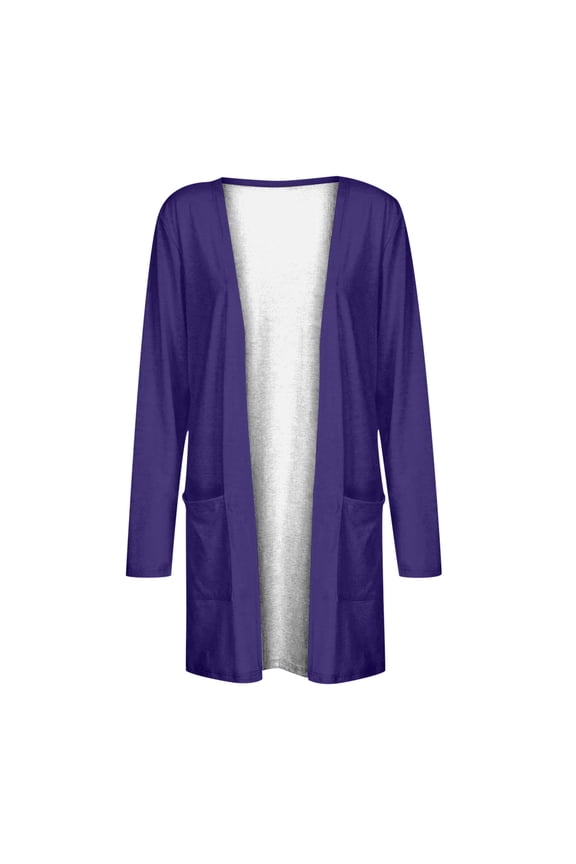 Black_Friday,Cyber/Monday Womens Clothing Under 5 Fayshow0 Women'S Color Long Sleeve Casual Tops Blouse with Pocket Cardigan