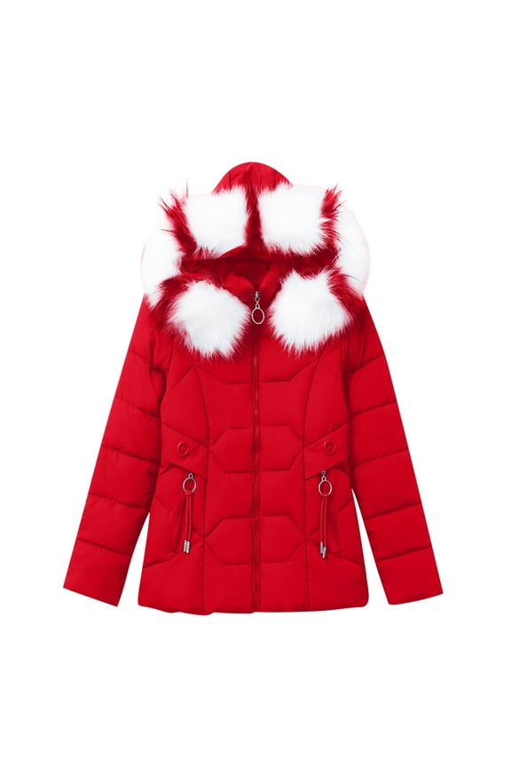 Black_Friday,Cyber/Monday Clearance Women Winter Coats Fayshow0 Women'S Winter Cotton Jacket with Hood, Waist, and Plush To Overcome Outer Coat