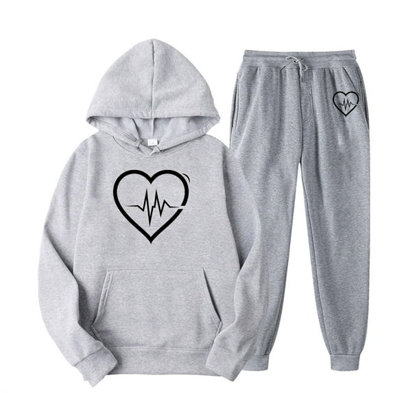 Black_Friday&Cyber/Monday Womens Clothing Under $10.00 Fayshow0 Women'S Casual Printed Pocket Hoodie with Long Sleeves and Pants Set