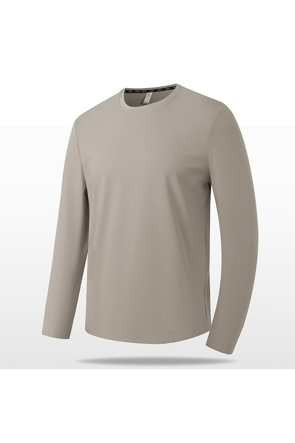 Black_Friday,Cyber/Monday Mens Clothing Under $10 Fayshow0 Men'S Casual Top Round Neck Fake Casual Sports Top Long Sleeved Round Neck Top/Shirt,Khaki M