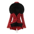 thumbnail image 1 of Viikei Women Coats Clearance Down Jackets for Women Cotton Coats Womens Short Outerwear Hooded Solid Cotton Faux Plush Brim of a Hat Vest Jacket, 1 of 2