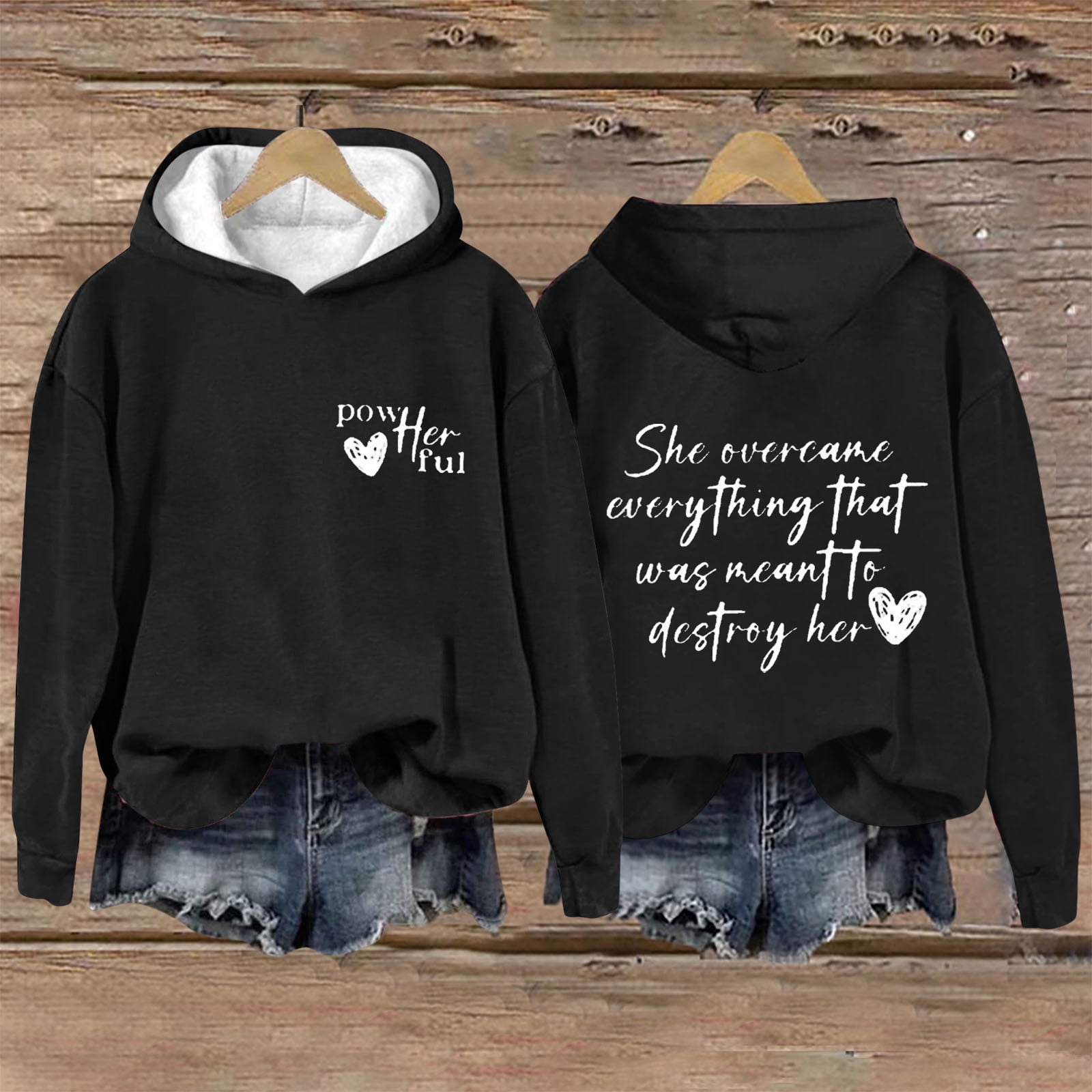 Black_Friday&Cyber/Monday Womens Clothing Under $10.00 Yuxingfu Women'S Casual Fall and Winter Long-Sleeved Fashion Printed Hooded Tops Sweatshirt