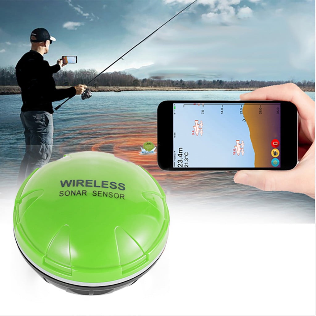 Black_friday/cyber_monday Hanas Portable Wireless Bluetooth Fish Finder Smart Sonar Depth Finder, Size: 15X10X12CM, Green