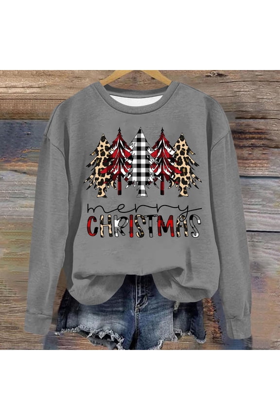 Black and Friday 2025 under$5.00Christmas Autumn Tops for Women,Christmas Women's Hooded-less Sweatshirts Under $10,Christmas Blouses for Women 2025 - Gray XXL