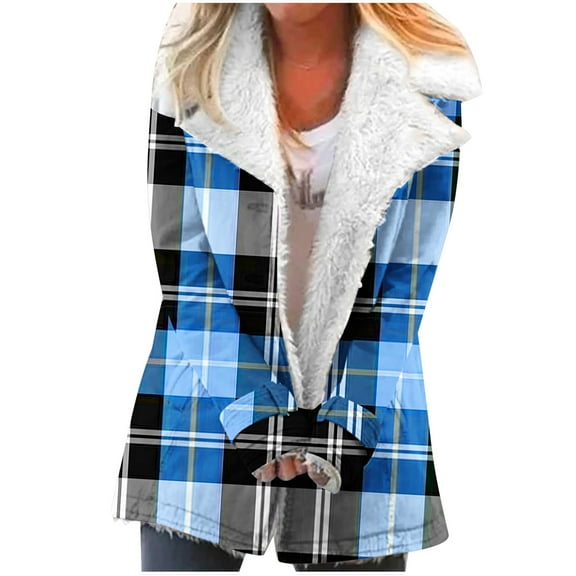 Black And Friday Deal 50% Off Clear!Winter Long Coats for Women, Women Plus Size Winter Warm Composite Plush Button Lapels Jacket Outwear Coat Gifts Christmas Gift