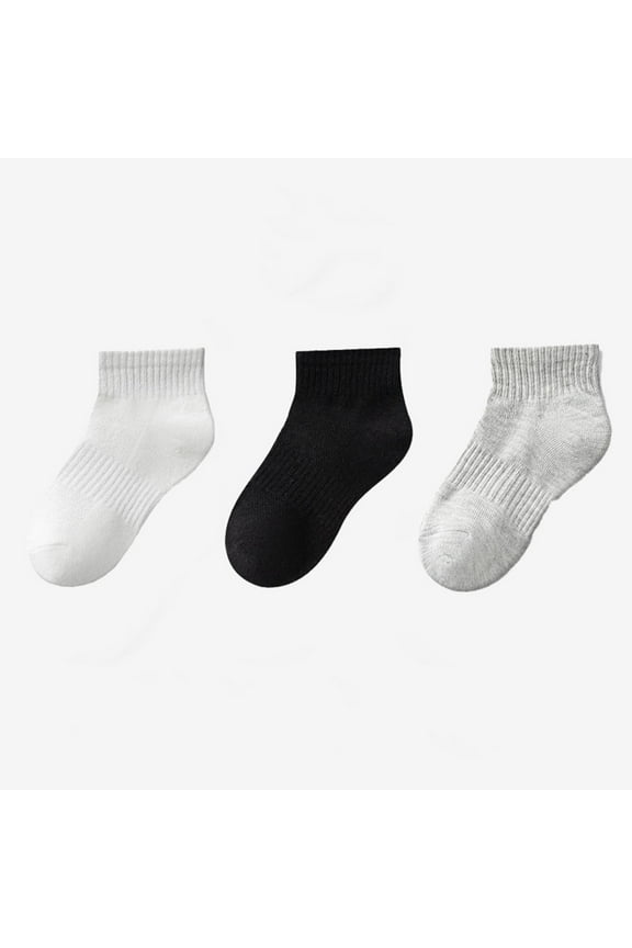 Black and Friday Deal KkSLirnhs Toddler Socks Girls Clearance Children's 3PC Boys and Girls School Solid Color Cotton Short Tube Socks Sports Socks Beige 9 Years