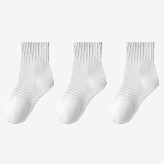 Black and Friday Deal KkSLirnhs Toddler Socks Girls Clearance Children's 3PC Boys and Girls School Solid Color Cotton Short Tube Socks Sports Socks White 9 Years