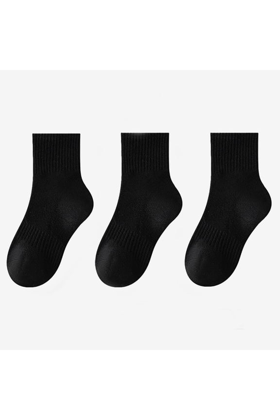 Black and Friday Deal KkSLirnhs Toddler Socks Girls Clearance Children's 3PC Boys and Girls School Solid Color Cotton Stockings Sports Socks Sweat Absorbing and Odor Proof Socks Black 12 Years