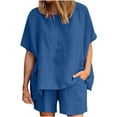 thumbnail image 1 of Black and Friday Deals under 10.00 LYXSSBYX Womens 2 Piece Pajamas Shorts Clearance Women Casual Summer Round Neck Short Sleeve Tops and Shorts Two Pieces Set Suit, 1 of 7