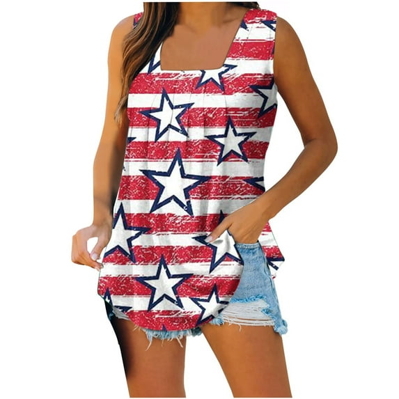 Black and Friday Deals under 10.00 LYXSSBYX Womens Tank Tops Plus Size Clearance Women's Fashion Prinded Square Neck Comfortable Loose T-Shirt Sleeveless Blouse Casual Tops