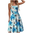 thumbnail image 1 of Black and Friday Deals 2023 Clearance under $5 JINMGG 2023 Summer Clearance Dresses under $10.00 Women O-Neck Sunflowerl Printing Slip Strap Sleeveless A-Line Skirt Dresses, 1 of 5