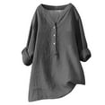 thumbnail image 1 of Black and Friday Deals 2023 Clearance under $5 JINMGG Clearance Womens Tops,Women's Summer Casual Long Sleeve Blouse V Neck Solid Tops T-Shirt,Dark Gray M, 1 of 4