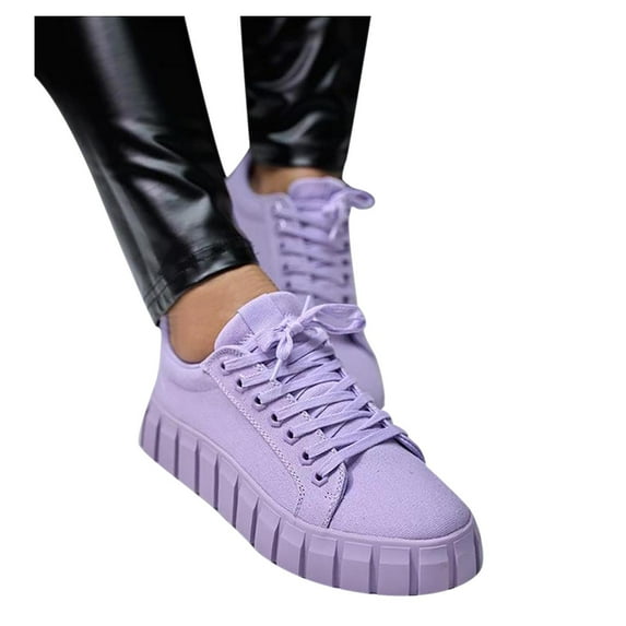 Black and Friday Deals 2023 Clearance under $5 JINMGG Sneakers for Women Plus Clearance Large Size Platform Women's Single Shoes Round Toe Cross-lace Canvas Shoes Purple 42