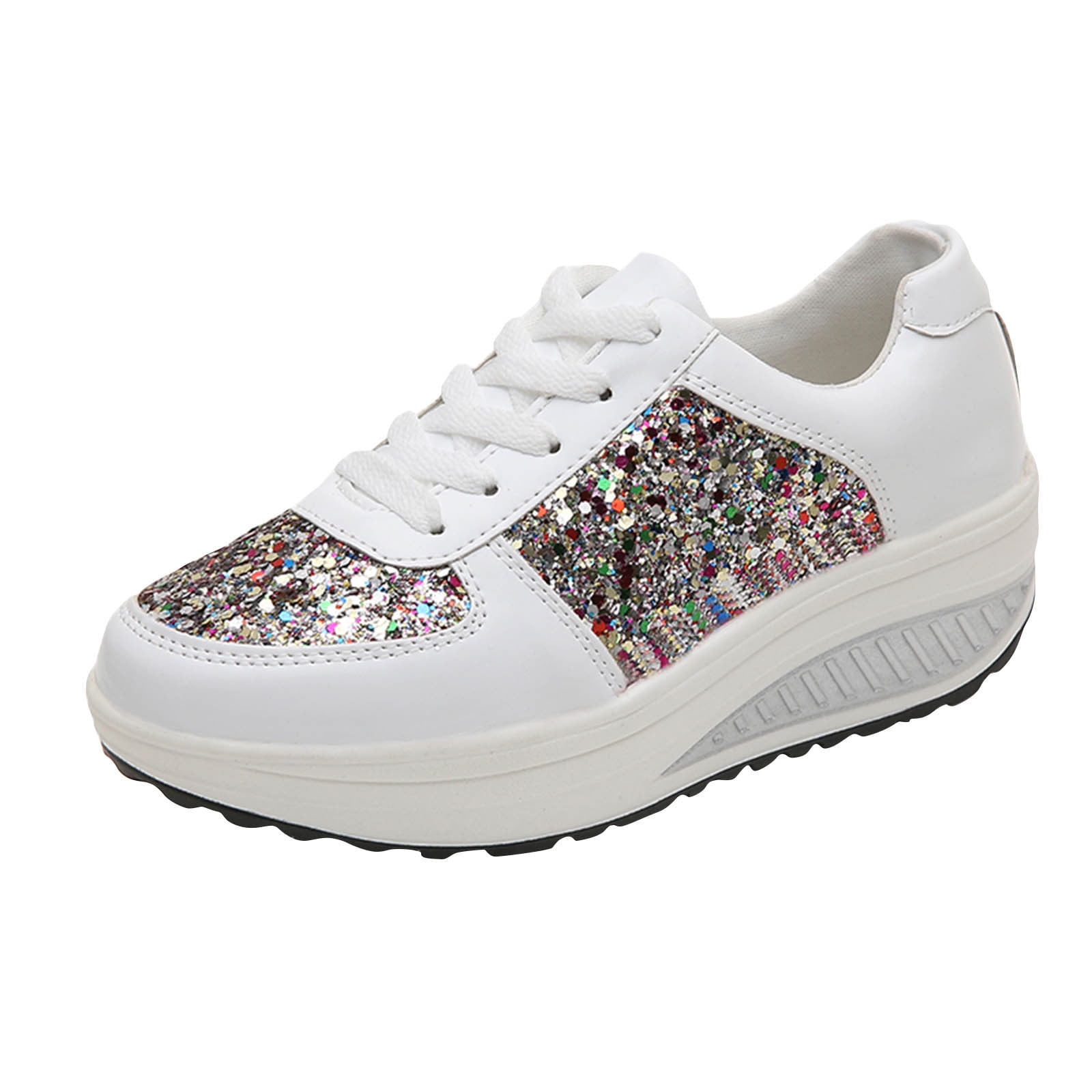 JINMGG Sneakers for Women Plus Clearance New Sequined Women's Shoes foreign Trade Plus Size Fashion Sports Casual Shoes White 36