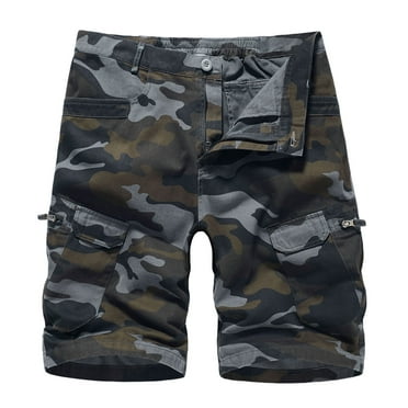 JINMGG Summer Fall Mens Shorts Clearance,Men Casual Camouflage Zipper Button Multiple Pockets Cropped Cargo Shorts