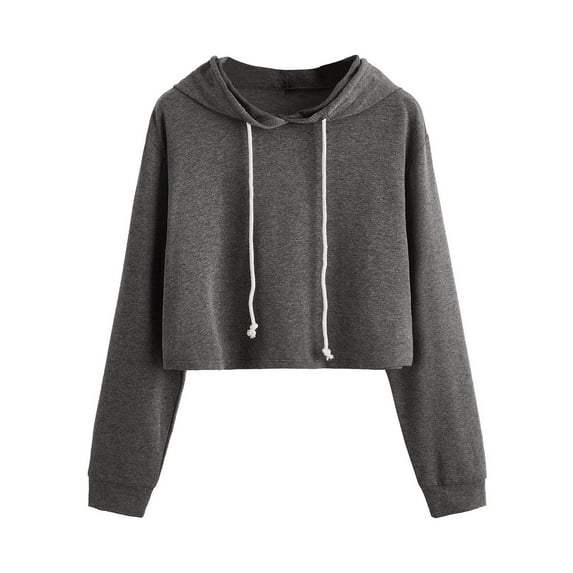 LEAVINGSUO Fall Tops for Women,Fashion Women's Solid Round-Neck Pullover Tops Long Sleeve Hooded Blouse Sweatshirt