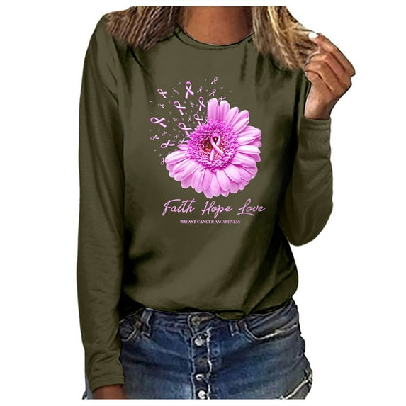 LEAVINGSUO Long Sleeve T-Shirt for Women Womens Tops Clearance,Women Breast Top Casual Long Sleeve Sweatshirt Pullover Blouse Green L