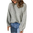 thumbnail image 1 of Black and Friday Deals 2023 Clearance LYXSSBYX Womens Sweaters Clearance Autumn and Winter Women's Casual Turtleneck Pullover Blouse Knitting Long Sleeve Solid Tops Sweaters, 1 of 8
