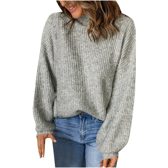 Black and Friday Deals 2023 Clearance LYXSSBYX Womens Sweaters Clearance Autumn and Winter Women's Casual Turtleneck Pullover Blouse Knitting Long Sleeve Solid Tops Sweaters