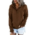thumbnail image 1 of LEAVINGSUO Sweatshirt for Women Long Sleeve,Women's Oversized Sweatshirts Long Sleeve Button Fashion Trendy Sweatshirt Jackets Hooded Cute Comfy Clothes with Cover Finger, 1 of 6