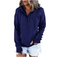 thumbnail image 1 of LEAVINGSUO Sweatshirt for Women Long Sleeve,Women's Oversized Sweatshirts Long Sleeve Button Fashion Trendy Sweatshirt Jackets Hooded Cute Comfy Clothes with Cover Finger, 1 of 6