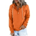 thumbnail image 1 of LEAVINGSUO Womens Tops Womens Fashion Womens Plus Size Fall Winter Women's Hooded Solid Color Long-sleeved Sweatshirt Casual Blouse Pullover Tops Orange XL, 1 of 7