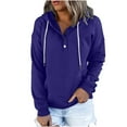 thumbnail image 1 of LEAVINGSUO Womens Tops Womens Fashion Womens Plus Size Fall Winter Women's Hooded Solid Color Long-sleeved Sweatshirt Casual Blouse Pullover Tops Blue M, 1 of 1