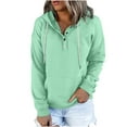 thumbnail image 1 of LEAVINGSUO Womens Tops Womens Fashion Womens Plus Size Fall Winter Women's Hooded Solid Color Long-sleeved Sweatshirt Casual Blouse Pullover Tops Mint Green L, 1 of 6