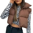 thumbnail image 1 of Black and Friday Deals 2023 Lindreshi Winter Jackets Women Clearance Women's Winter Crop Lightweight Sleeveless Warm Outerwear Vest Padded Gilet Tops Coat, 1 of 7