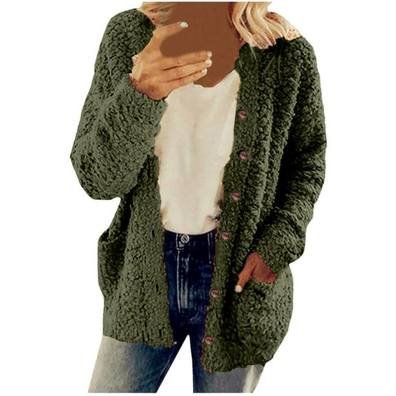 Lindreshi Womens Jackets with Hood on Clearance Fashion Women's Button V-Neck Pullover Tops Long Sleeve Hooded Blouse Ciat