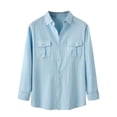 thumbnail image 1 of Black and Friday Deals 2023 Men Clearance LYXSSBYX Mens Shirts Long Sleeve Clearance Men's Fashion Autumn and Winter Stand Collar Long Sleeve Solid Color Cotton Linen Shirt Top, 1 of 9